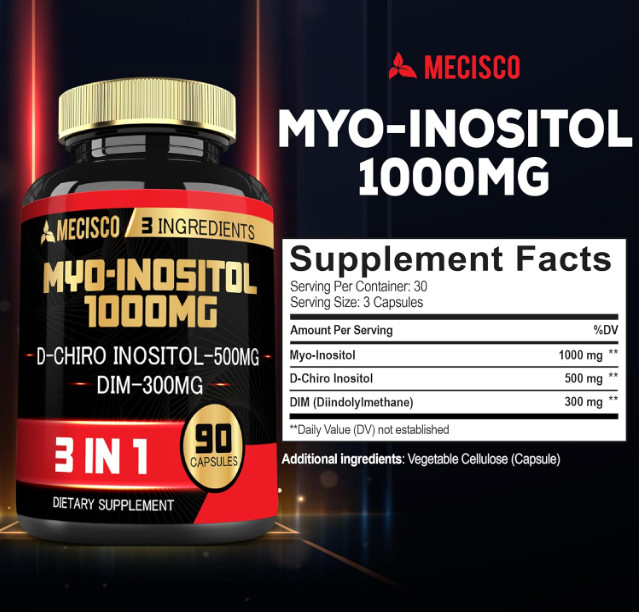 3in1 Myo-Inositol & D-Chiro Inositol Supplement with DIM – 90 Cap – 30 Days 3 PK