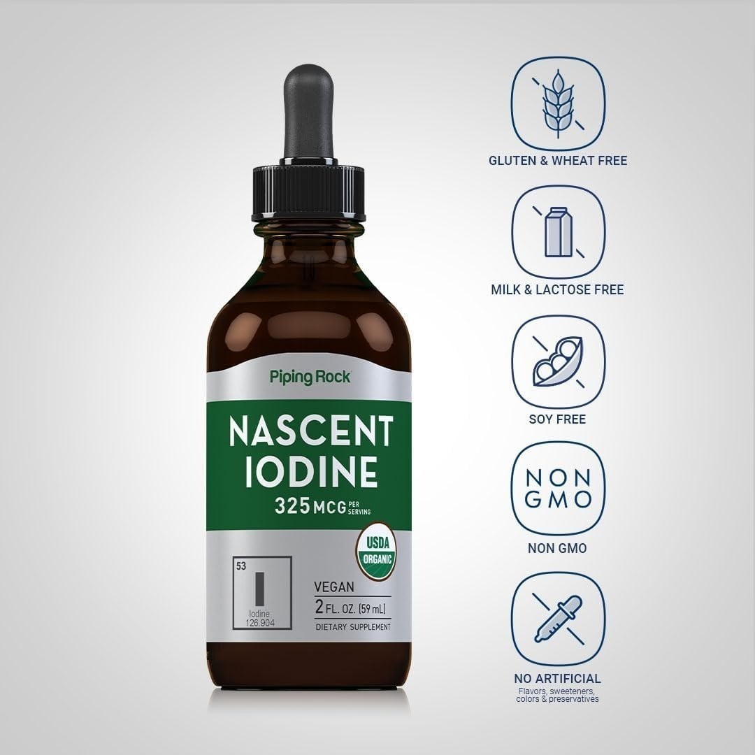 Piping Rock Nascent Iodine Drops Organic | 2 fl oz | 2 Fl Oz (Pack of 1)