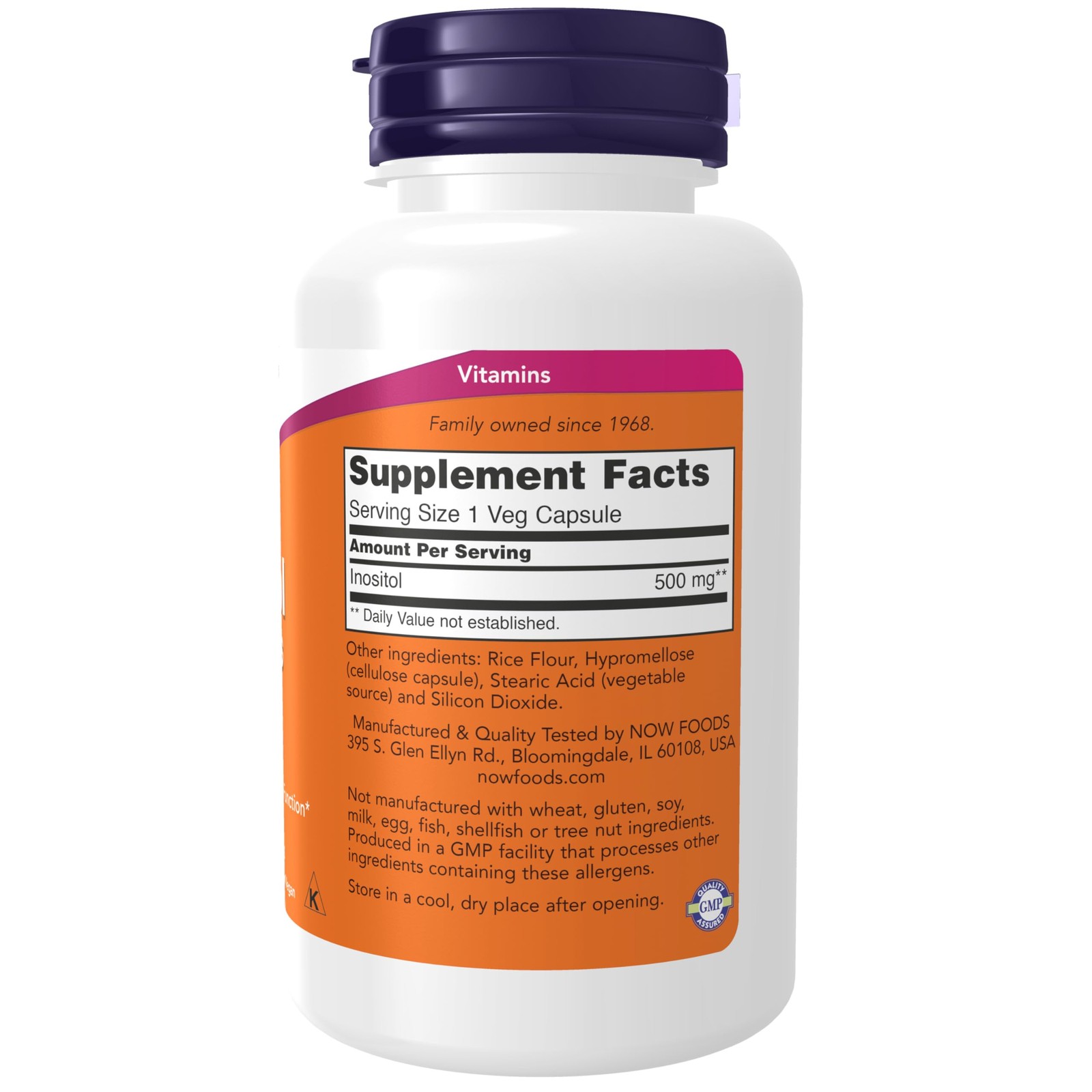 NOW Supplements, Inositol 500 mg, Healthy 100 Count (Pack of 1), White
