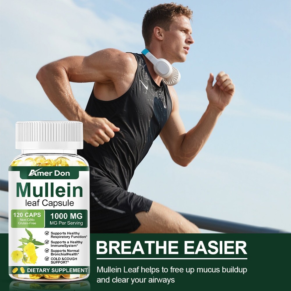 Mullein Leaf Capsules 1000mg – Support Lung Cleanse Respiratory Health Vegan