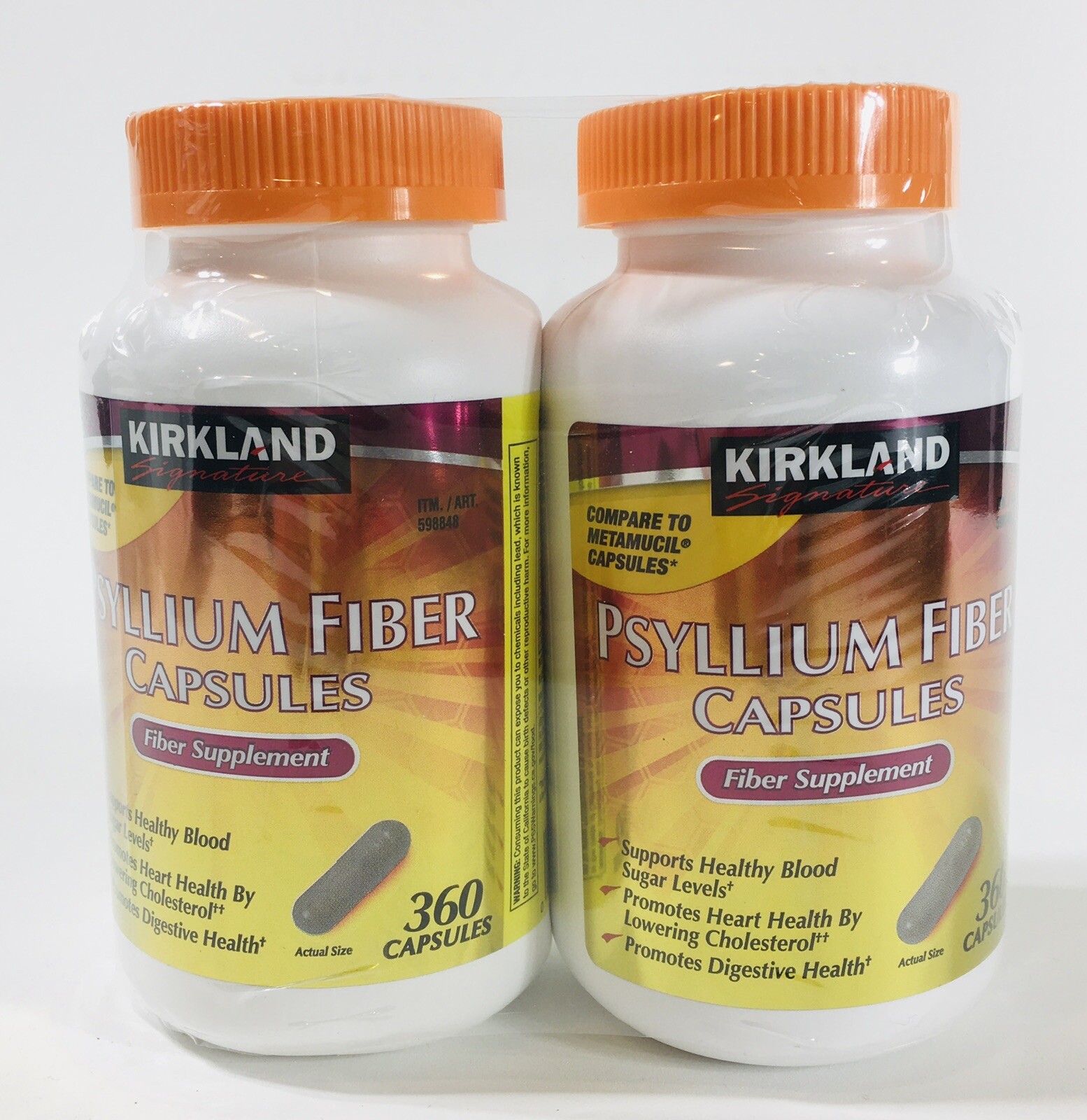 2 PACK Kirkland Signature 100% Psyllium Husk Fiber Capsules 2×360=720 Capsules