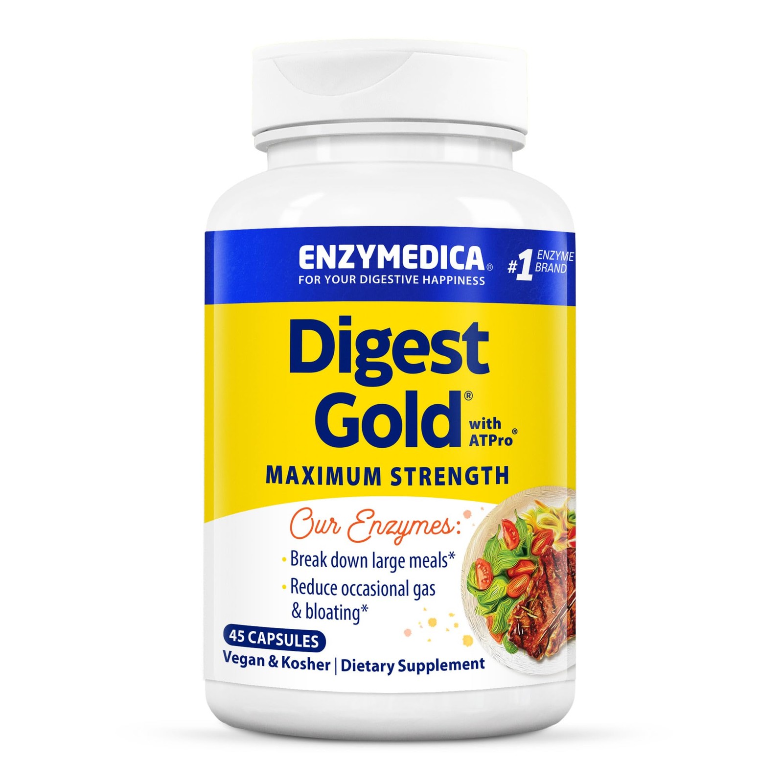 , Digest Gold + ATPro, Maximum Strength Enzymes, 45 Capsules