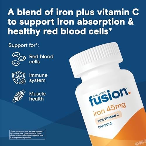 Bariatric Fusion Iron Supplement 45mg with Vitamin C | 1 Per Day | Vitamins f…