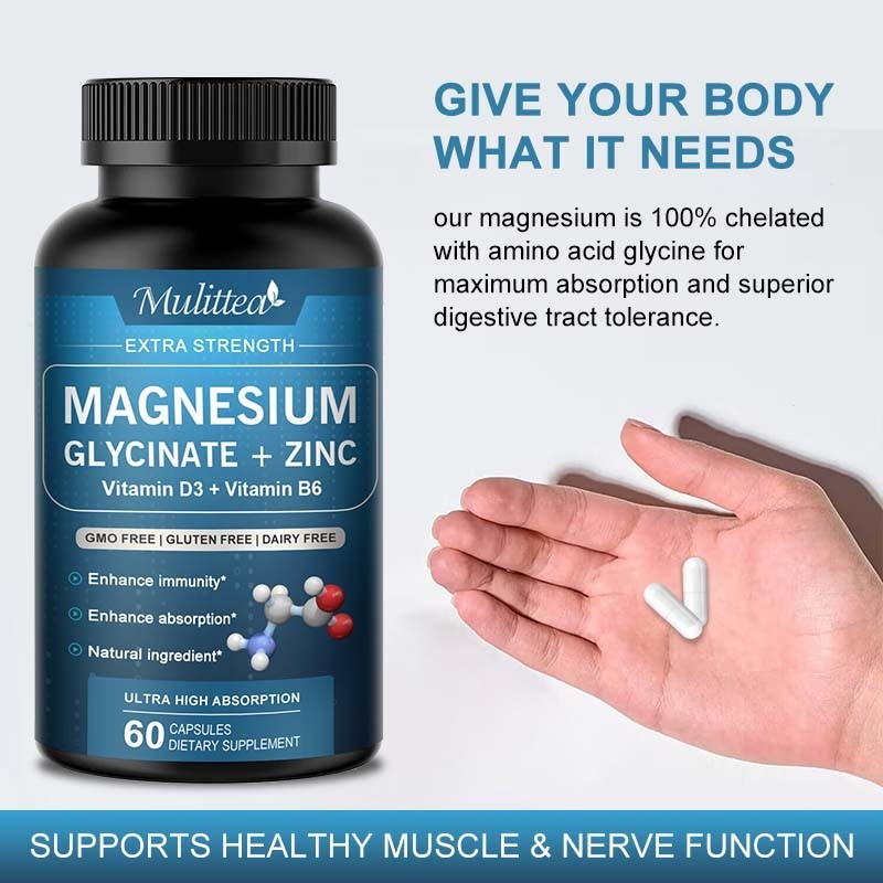 Magnesium Glycinate 500mg High Absorption,Improved Sleep,Stress & Anxiety Relief