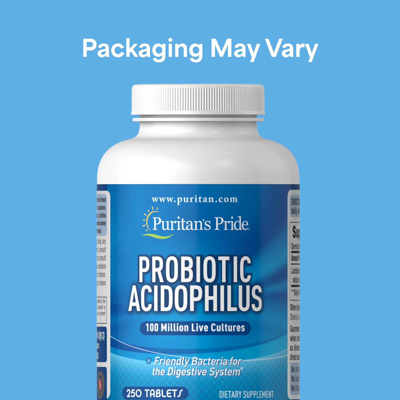 Puritan’s Pride Daily Probiotic Acidophilus, 100 250 Count (Pack of 1)