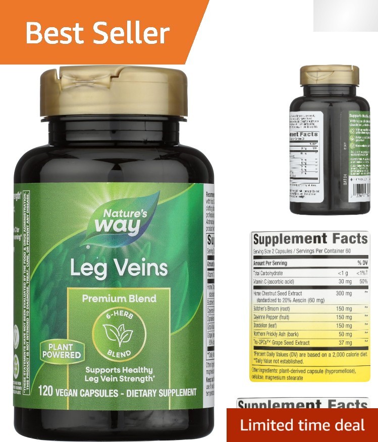 Herbal 6-Herb Blend for Healthy Leg Veins – , 120 Capsules Wellness Boost