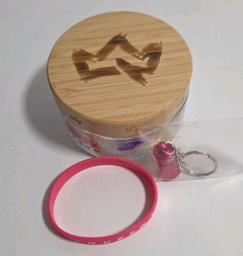 Primal Queen Belt Bag Glass Jar for Supplements Pill Keychain Bracelet New