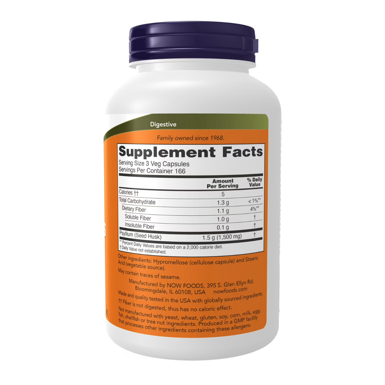Psyllium Husk 500mg Soluble Fiber 500 Veg Capsules