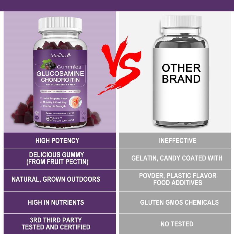 2 Pack 1500mg Glucosamine Chondroitin Gummies MSM Triple Strength Joint Support