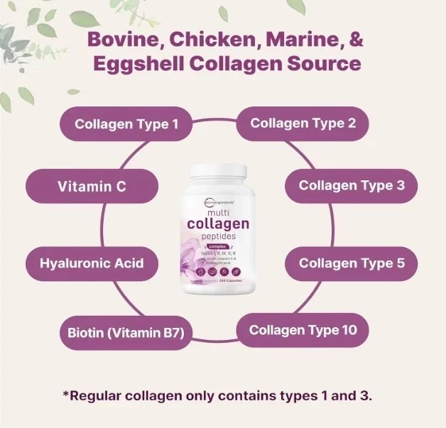 Micro Ingredients Multi Collagen Pills for Women & Men, 240 Capsules