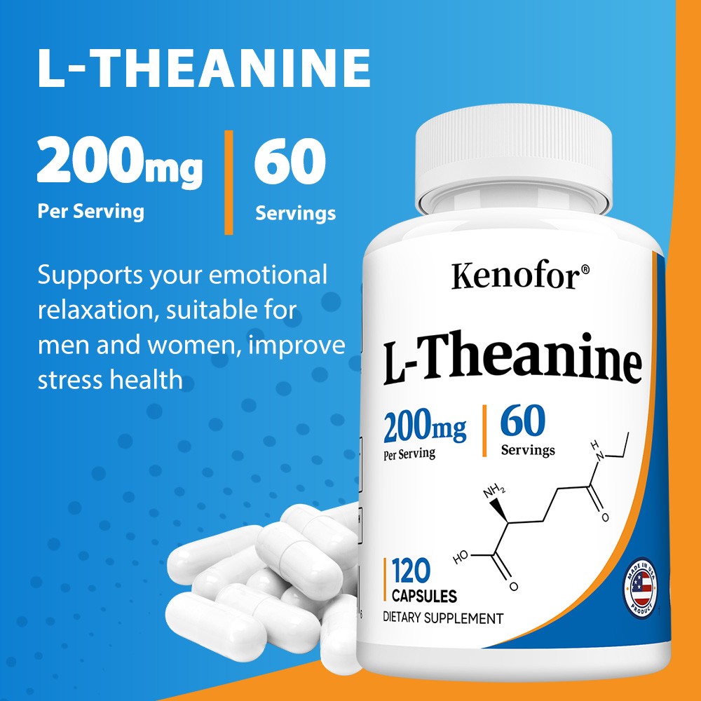 L-Theanine 200mg 30/60/120 Capsules Support Relaxation Stress For Men & Women