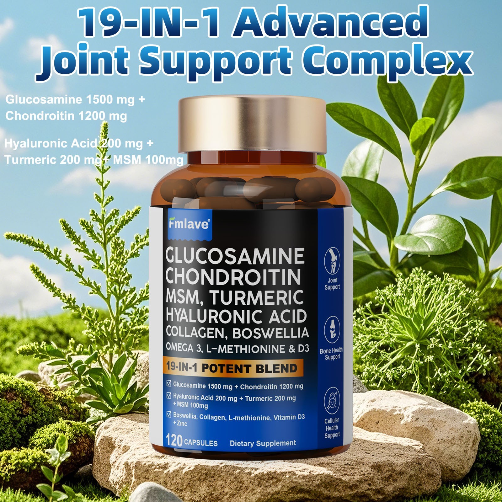 2 Pack Glucosamine Chondroitin Turmeric MSM Triple Strength Joint Support 240ct