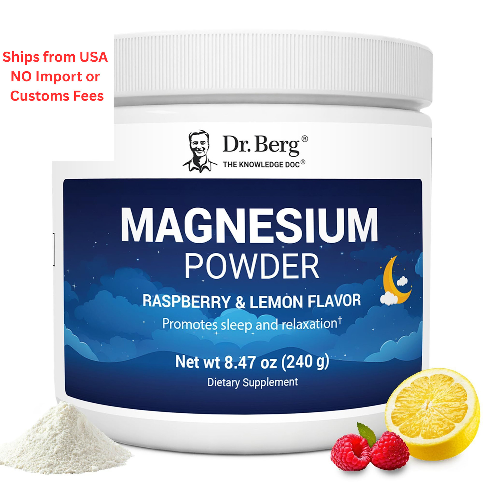 Dr. Berg Magnesium Glycinate Powder for Sleep, 8.47 Ounce (Pack of 1)