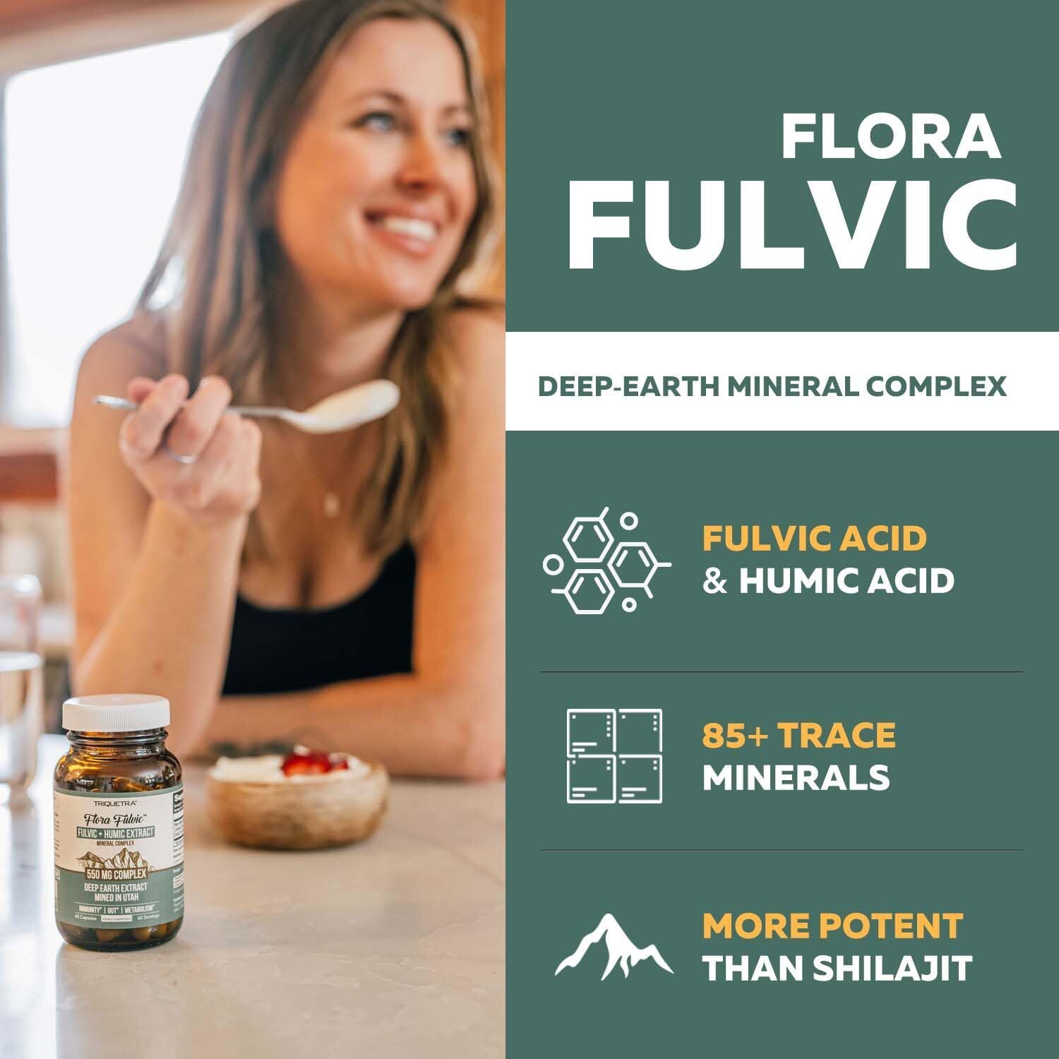 Flora Fulvic | Fulvic Acid + Humic Acid Complex – 550 Mg |Mined in Utah, Prehist