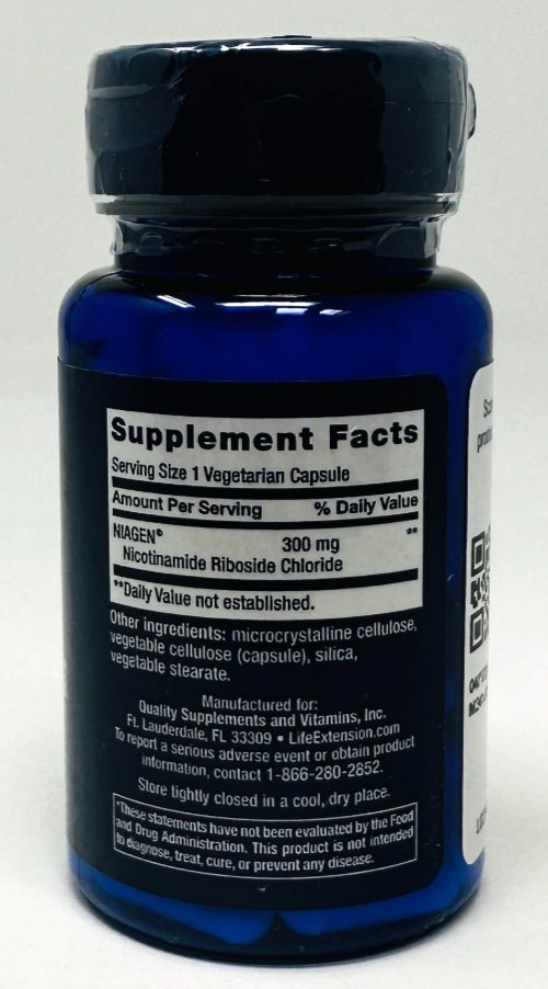 Life Extension NAD+ 300mg Nicotinamide Riboside, 30 Capsules EXP: 6/2027