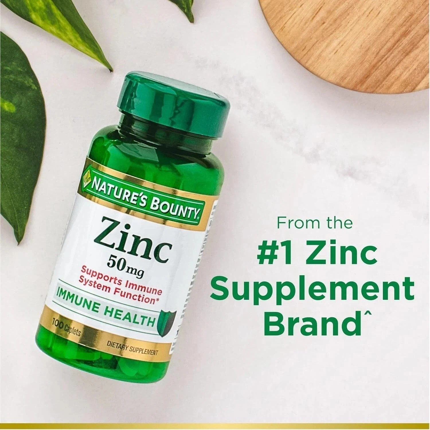 Zinc, Supports Immune System Function, Dietary Supplement, 50 Mg, Caplets, 100 C