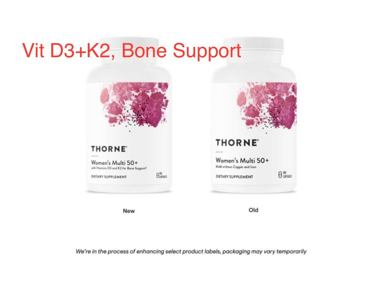 (New) Women’s Multi 50+,180 Caps, Daily multivitamin. Vitami D3,K2, Bone Support