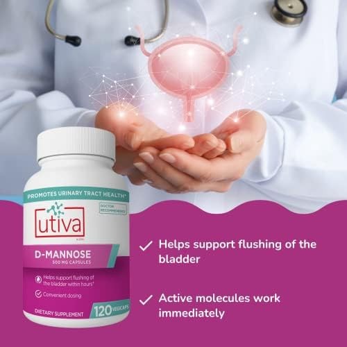 Utiva D-Mannose 2000 mg, Bladder & Urinary Tract Support, 120 Capsules | Supp…