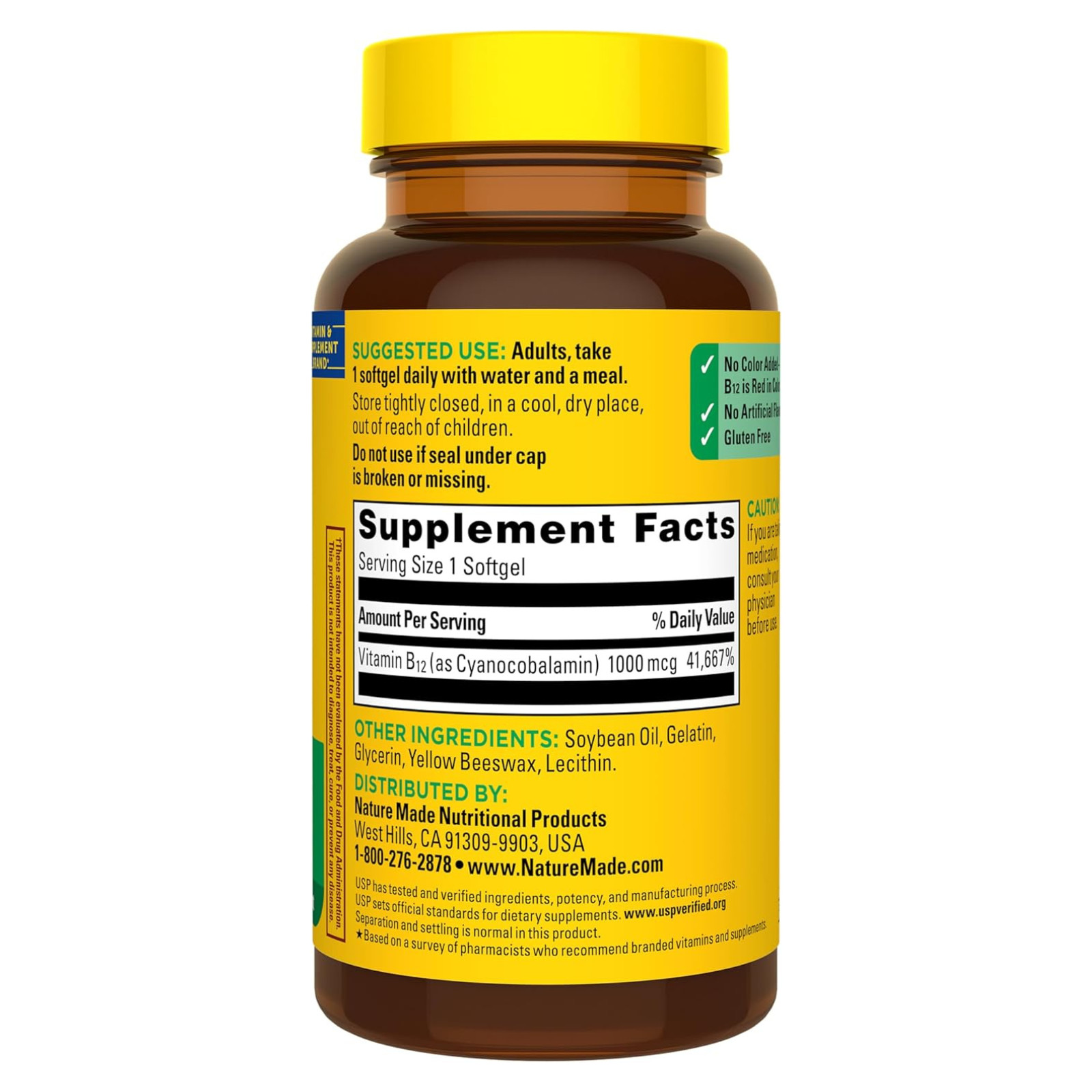 Nature Made Sublingual Vitamin B-12 Tablets Supplement 1000 mcg 90 Count