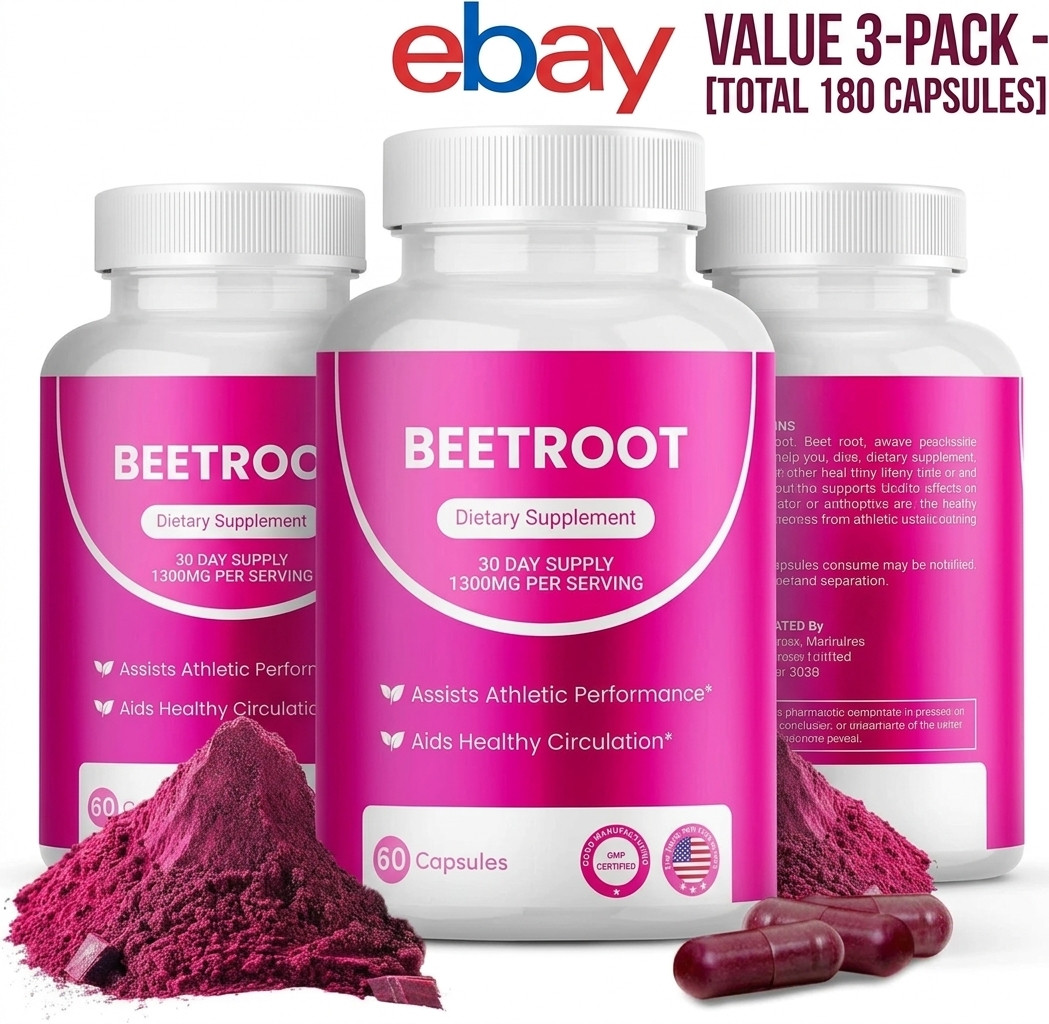 3X Rosabella Organic Beet Root 60 Capsules Natural Energy Boost Blood Pressure