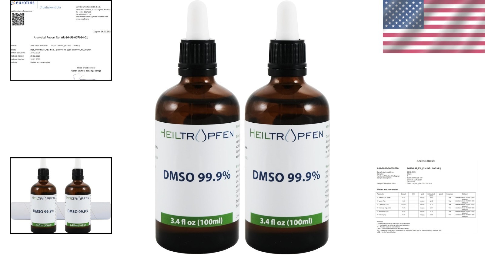 2X 99.9% Pure DMSO – Pharmaceutical Grade Dimethyl Sulfoxide | 2x 3.4 Oz Bottles