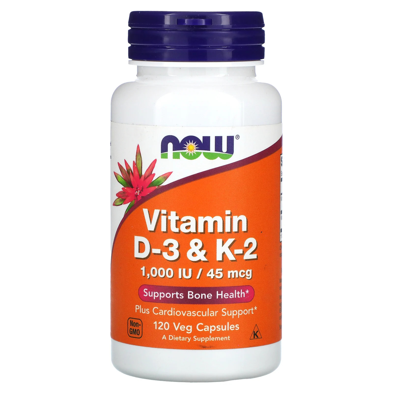 Now Foods Vitamin D-3 & K-2, 120 Veg Capsules, 2 Pack