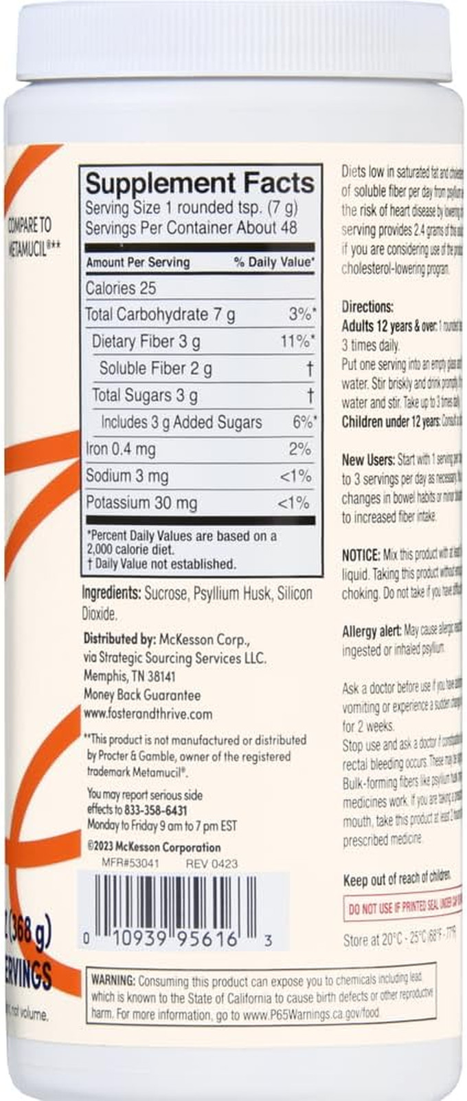Daily Psyllium Husk Powder Supplement, 4-In-1 Fiber for Digestive Health Laxati