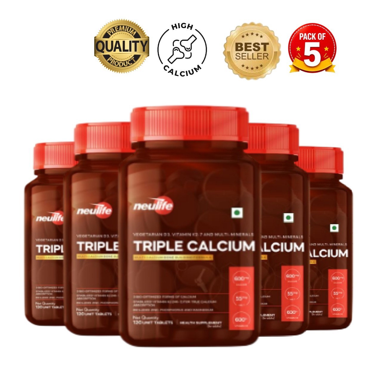 Neu.life Triple Calcium 120 Tabs Pack of 5 Bone Health