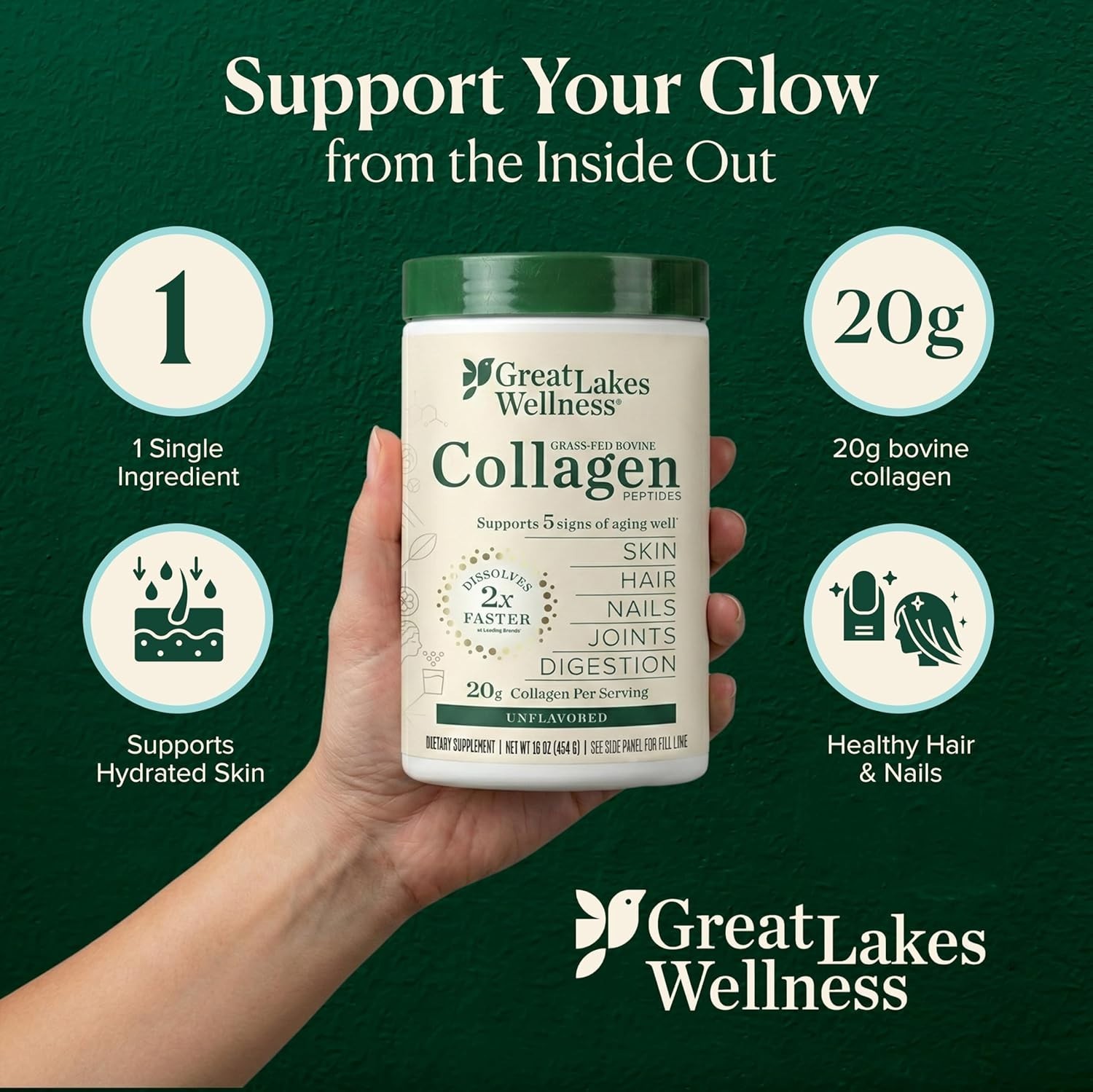 Great Lakes Wellness Collagen Peptides Powder – Supports Aging, Skin, Hair, N…