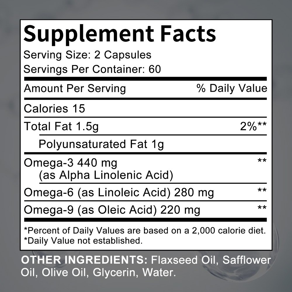 Triple Omega 3-6-9, 30/60/120 Capsules, Omega Supplement For Heart Health