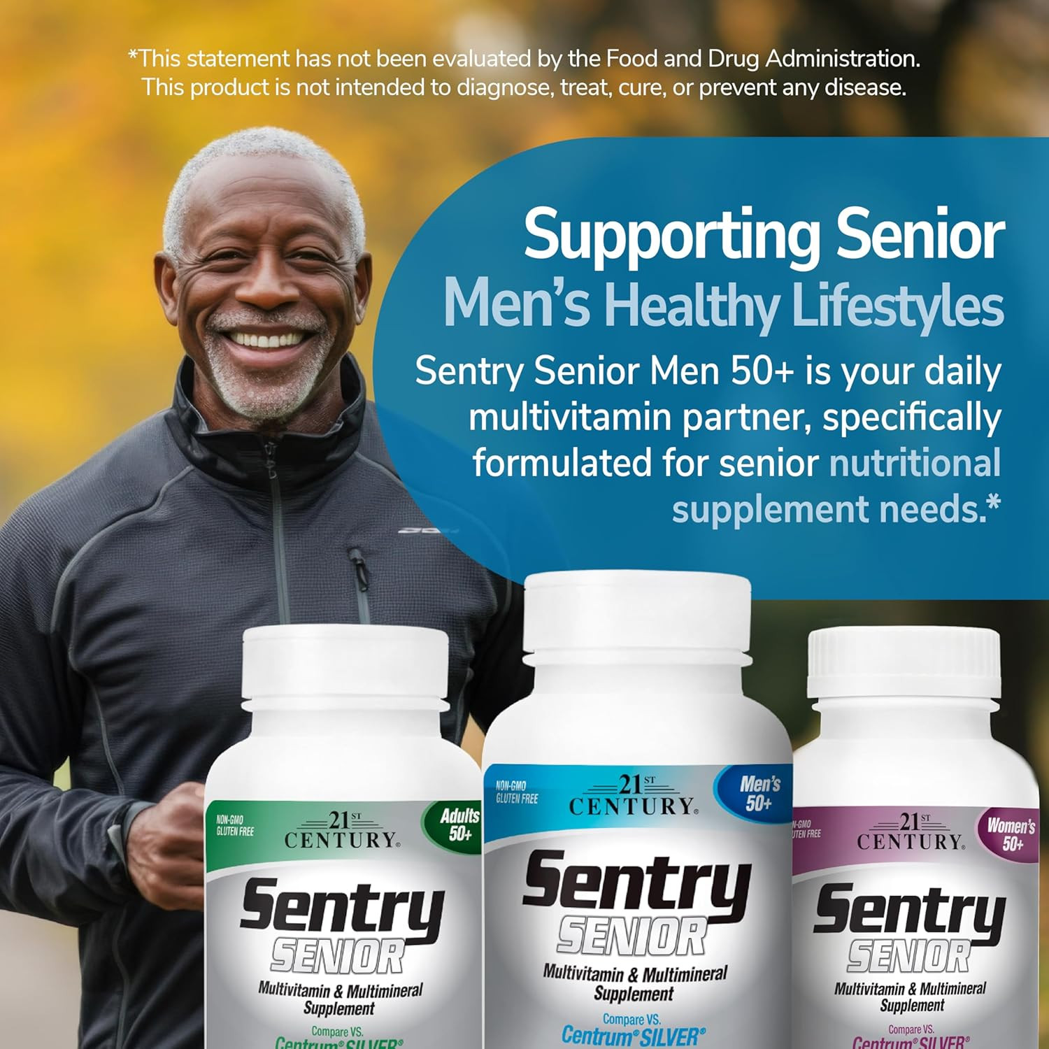 Sentry Senior Men 50Plus Tablets, White Unscented 100 Count