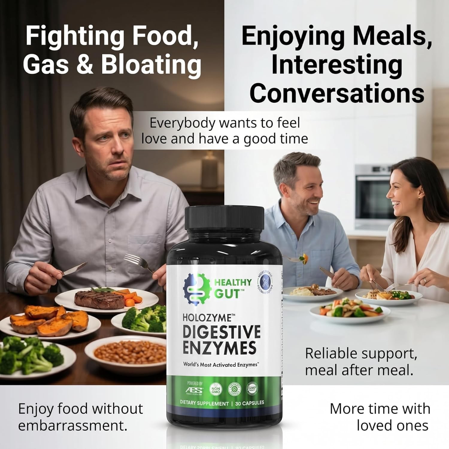 Healthy Gut HoloZyme Digestive Enzyme Supplement 15 Servings Sample Bottle..