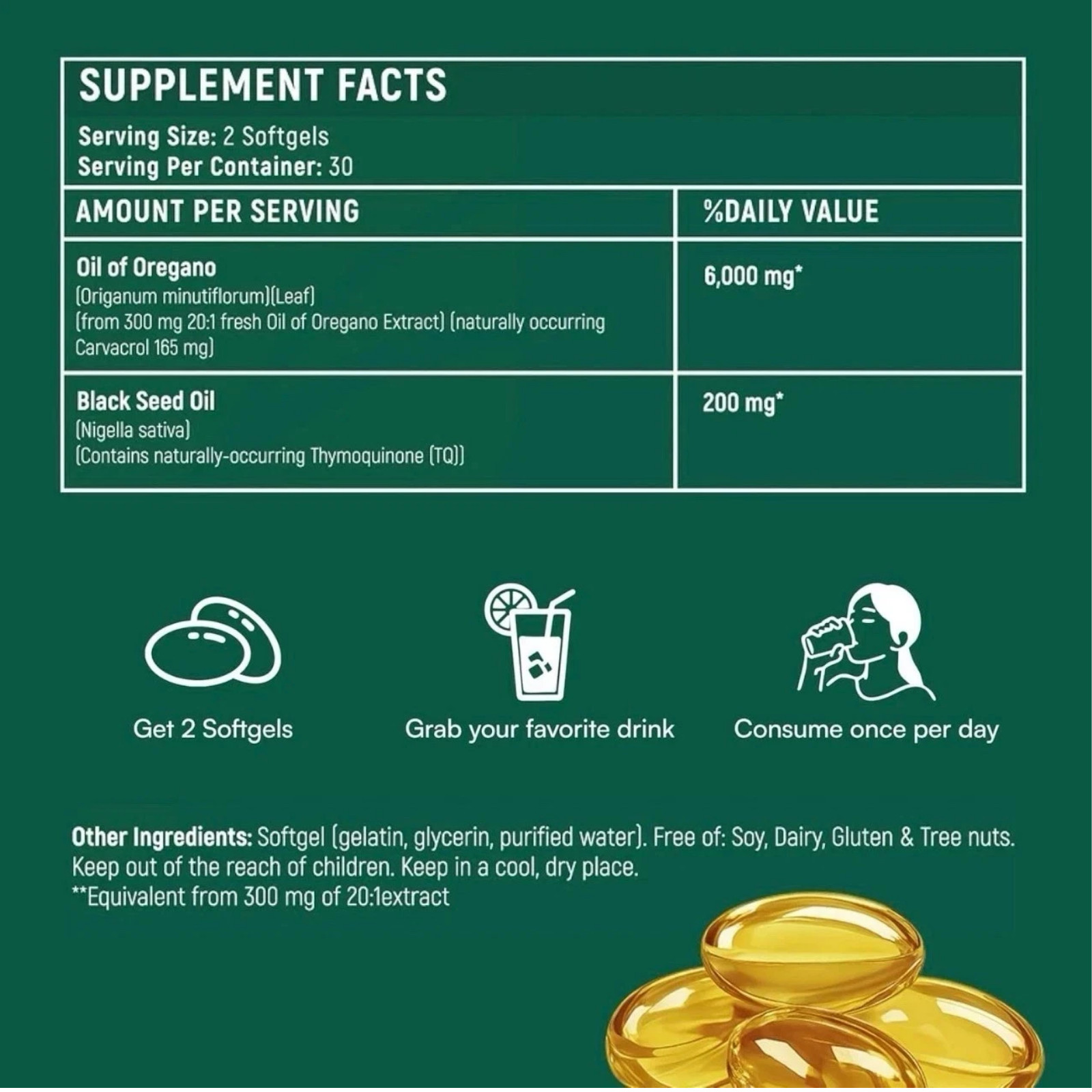 Resilia Oil of Oregano 6000mg Black Seed Oil 60 Softgels Immune Support New
