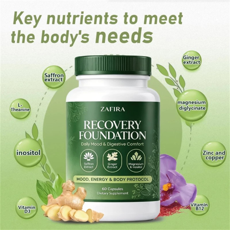 Zafira Recovery Foundation Mood & Digestive Support Capsules With Saffron Extrac