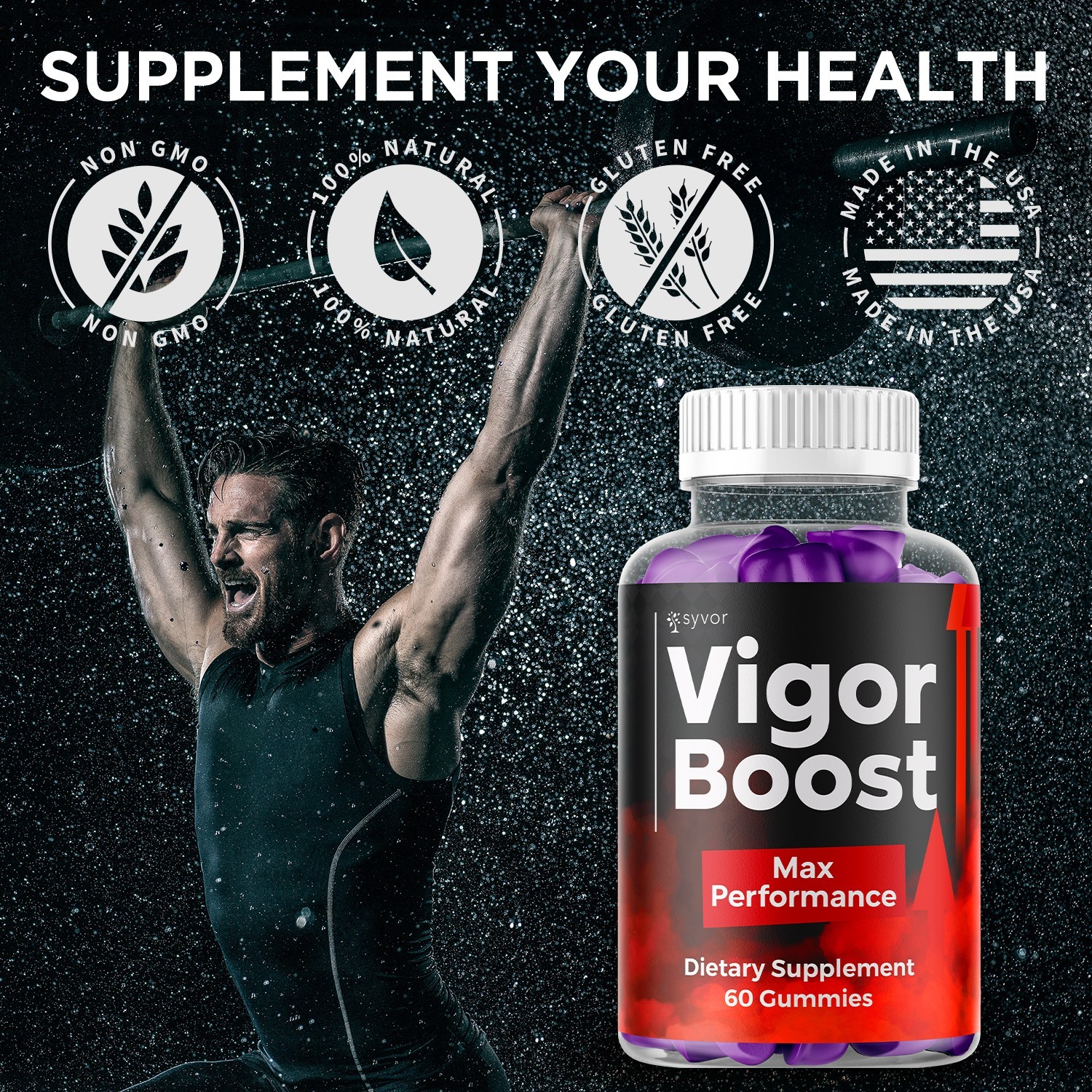 (1 Pack) Vigor Boost Gummys Advanced Male Support Formula VigorBoost 60 Gummies
