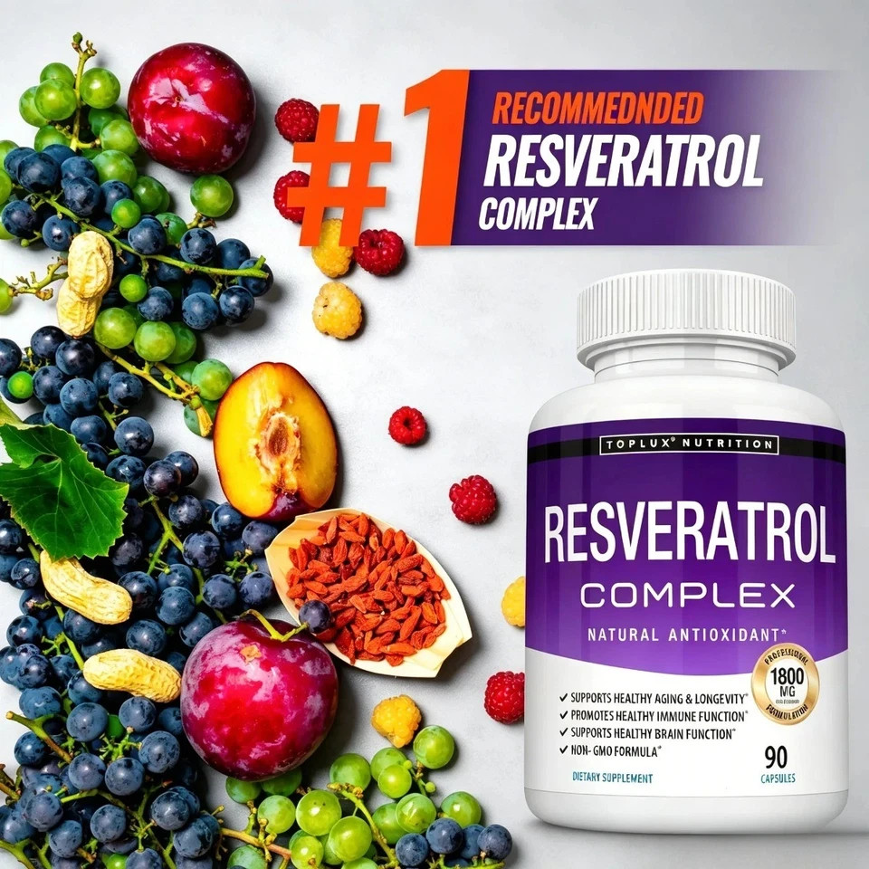 Resveratrol Supplement 1800mg –Antioxidant for Cellular Health & Anti-Aging