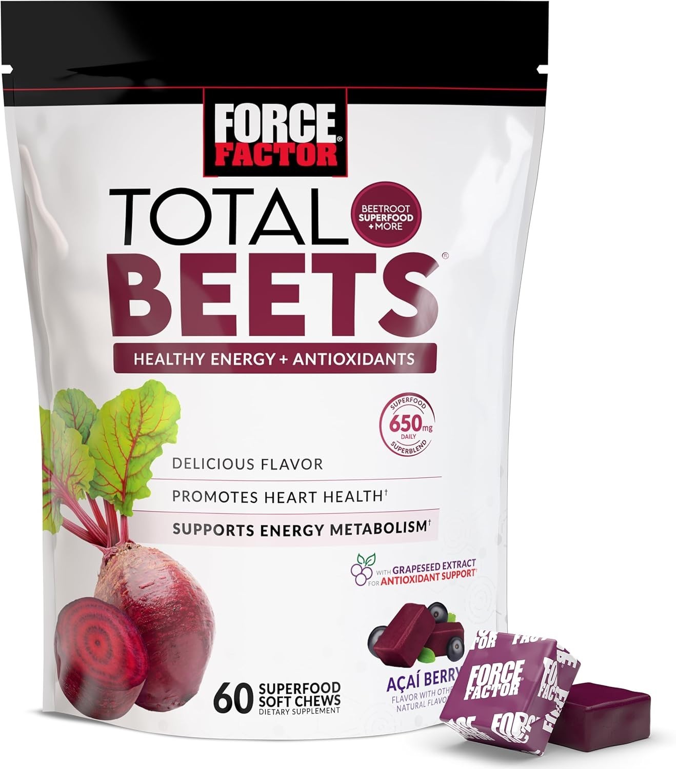 Force Factor Total Beets Blood Pressure Support, Beet Root Supplement Soft Chew