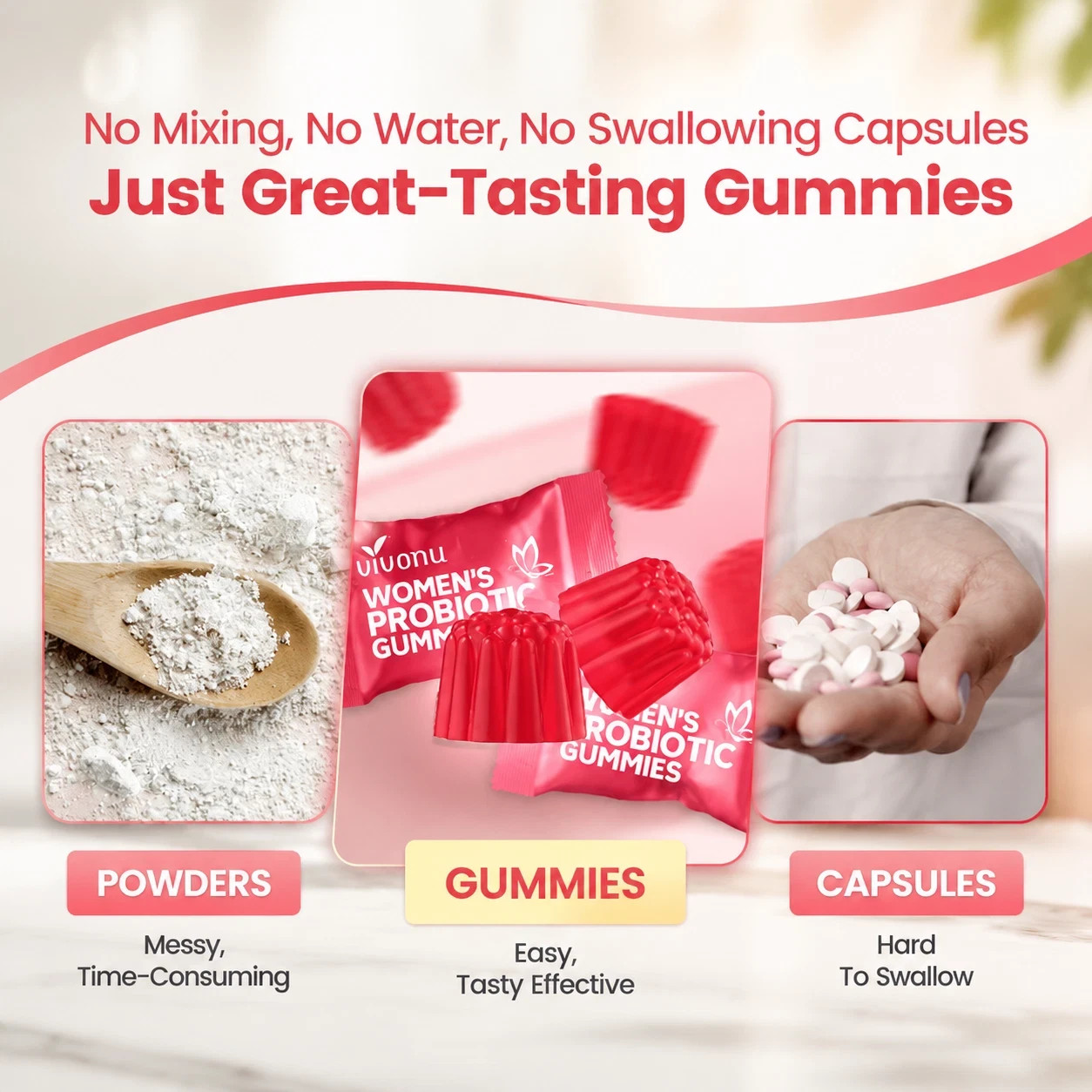 Vivonu Women’s Cranberry Probiotic Gummies 5 Billion CFU Feminine Flora Support