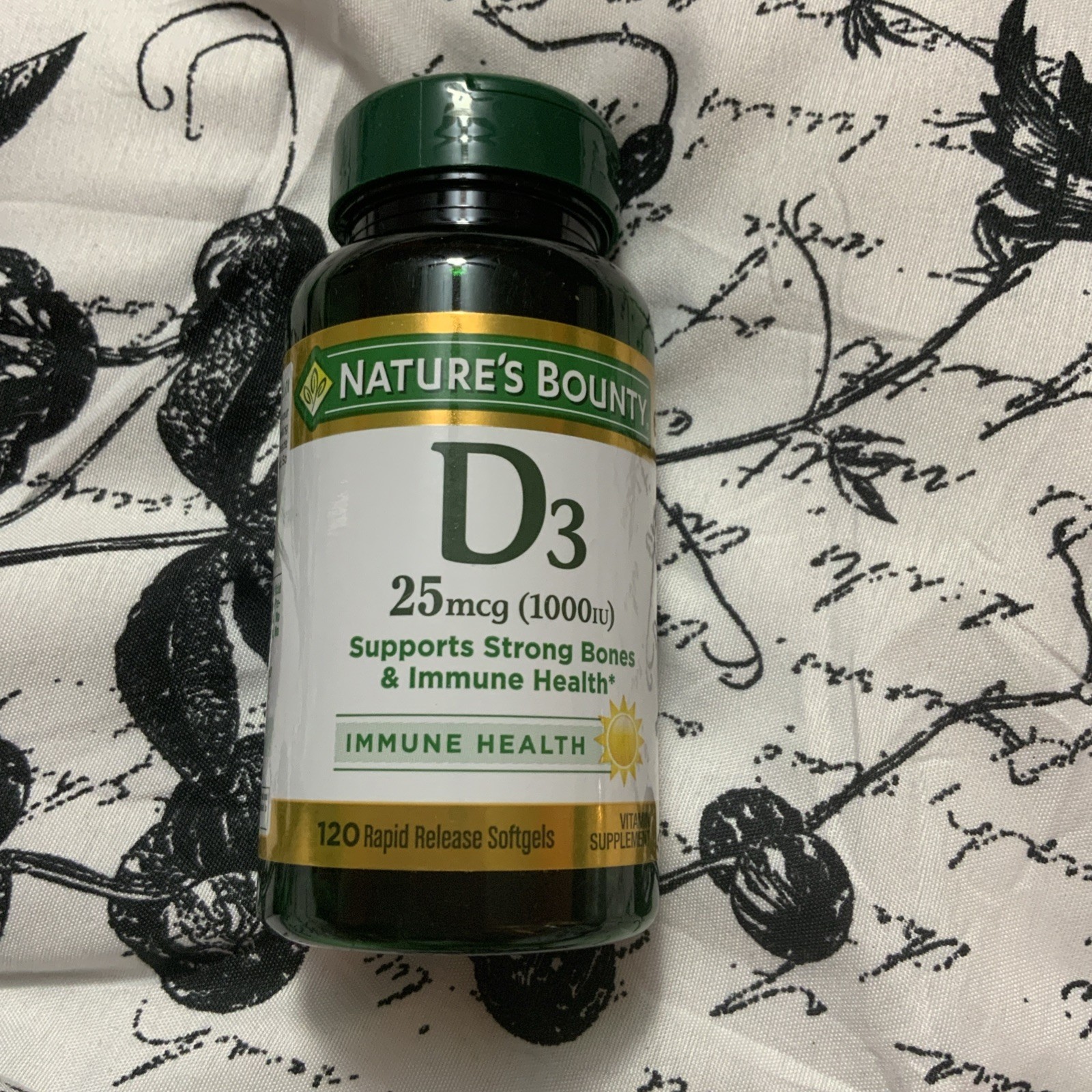 Nature’s Bounty Vitamin D3 25 Mcg 1000 IU Softgels Immune Support 120 Ct 04/2028