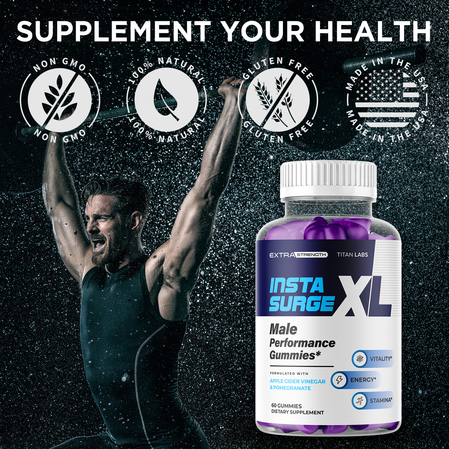(1 Pack) Insta Surge XL Advanced Male Support Supplement InstaSurgeXL 60 Gummies