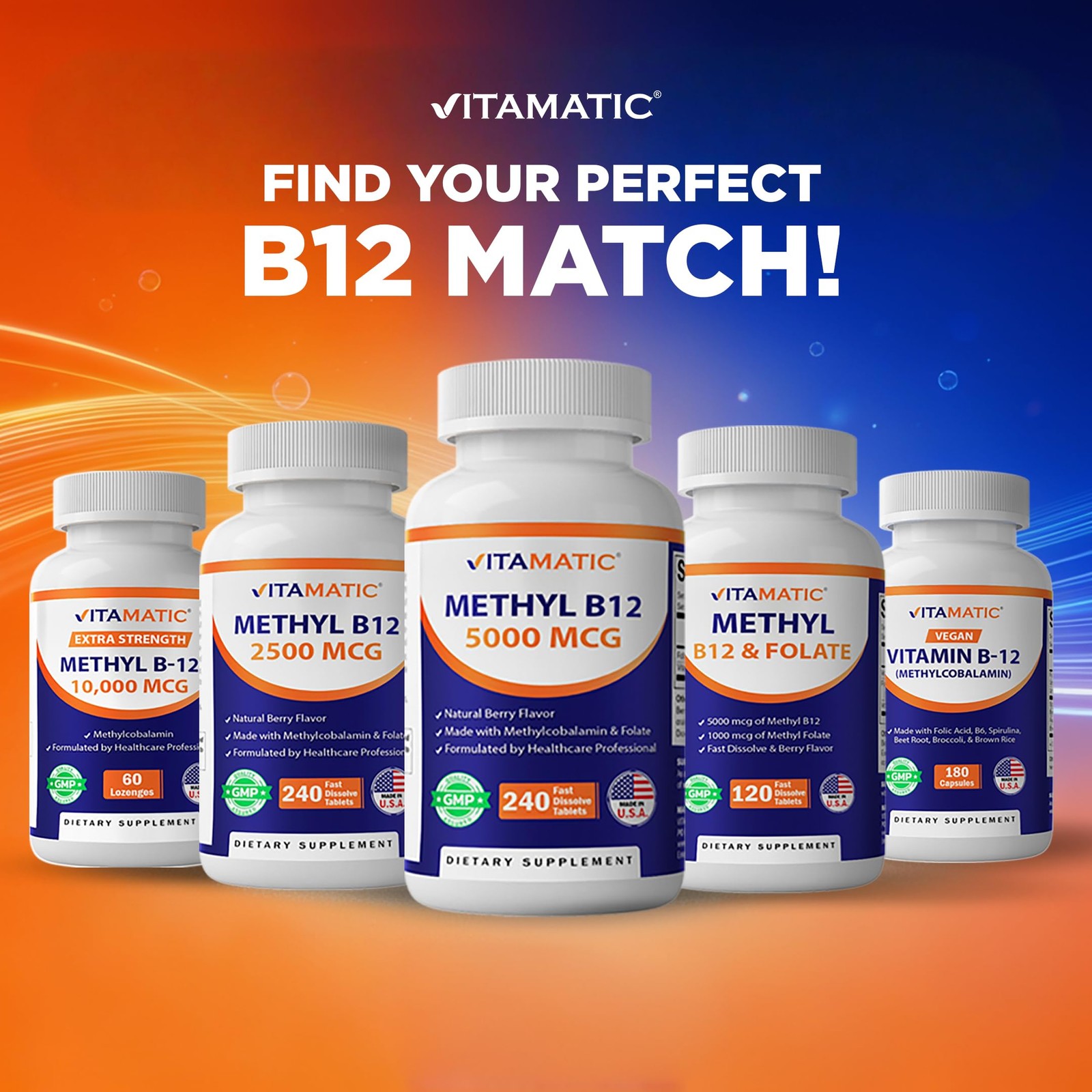 Vitamatic Vitamin B12 1000 mcg Fast Dissolve Tablets – 365 Count (Pack of 1)