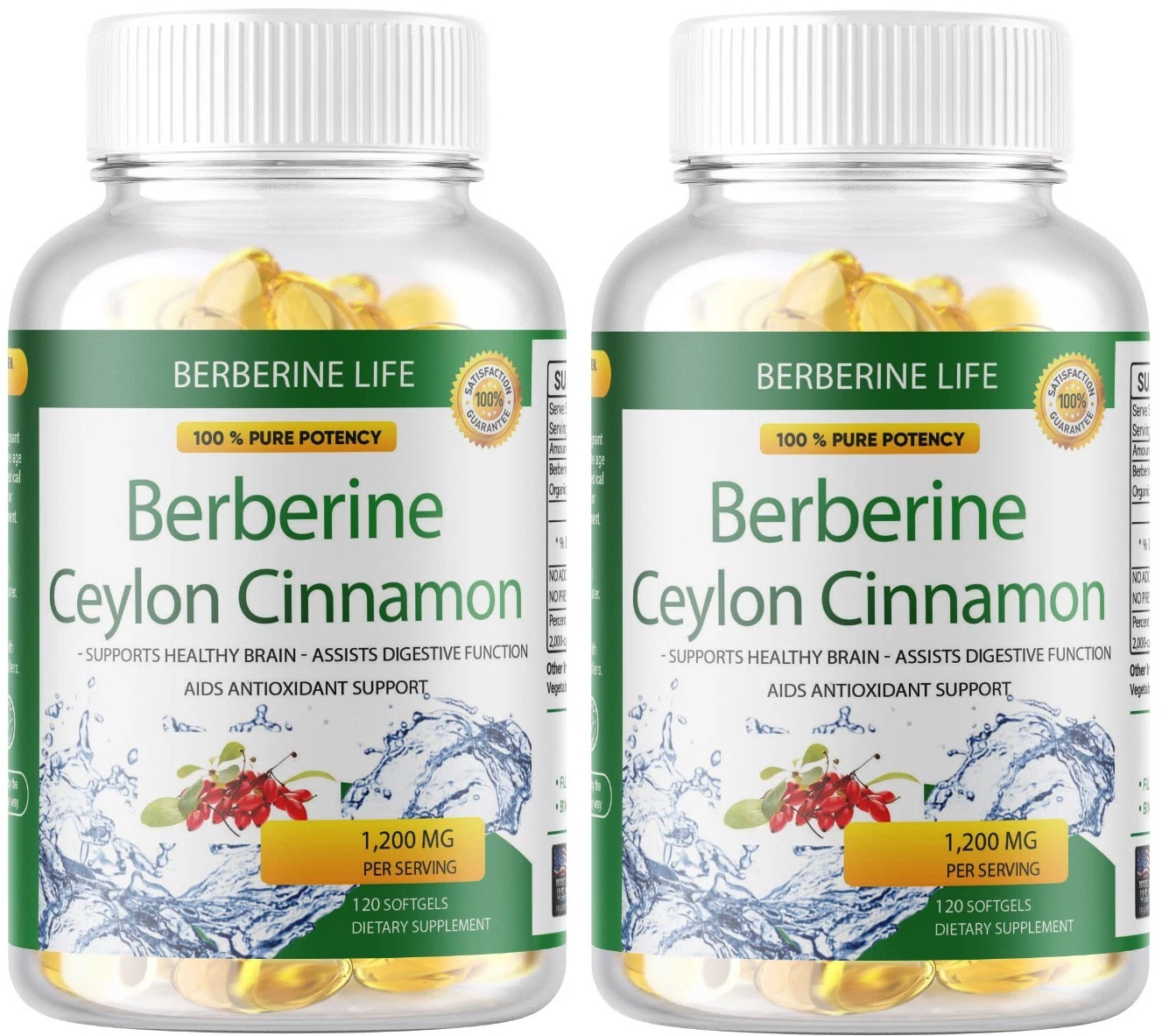 2 Packs Berberine 1200mg High Abosorption 240 Blood Sugar Immune 4 Months Supply