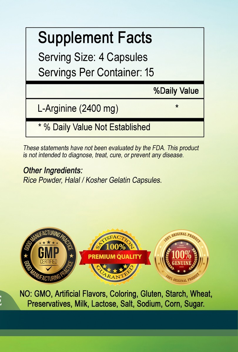 L-Arginine 2400mg capsules high potency-best