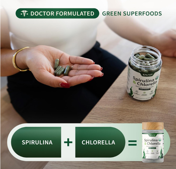 Spirulina Chlorella Green Superfood Supplement Plant Based Vegan Energy Support