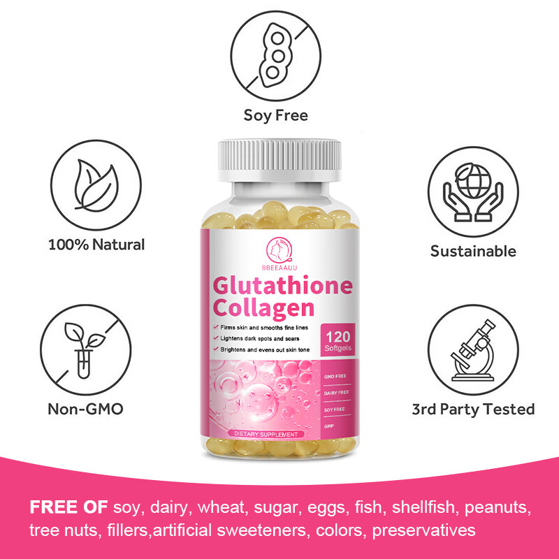 Glutathione Collagen Skin Whitening Pills Anti Aging Strengthen Bones 120 Pcs