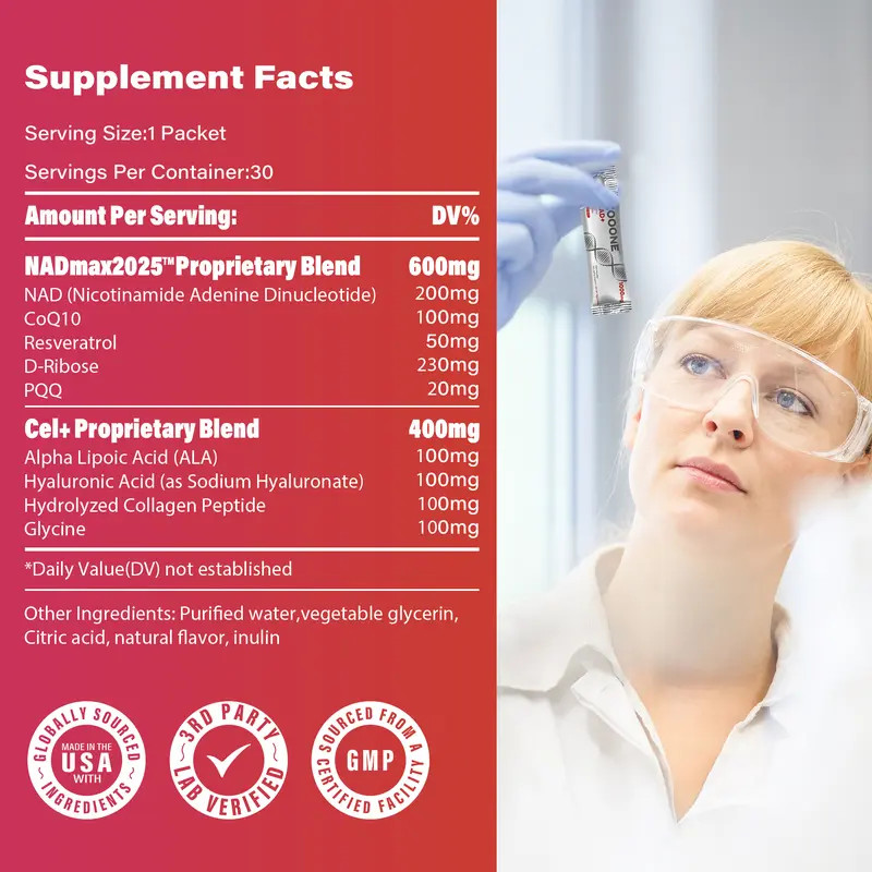 ZOOONE NAD+ Drink Mix – Skin & Energy Support – Berry 30pk
