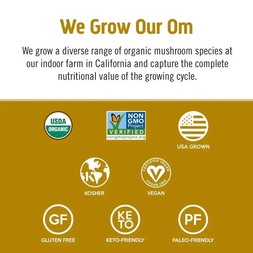 Om Mushroom Superfood Master Blend – Certified Organic Mushroom Powder – 80 Ser
