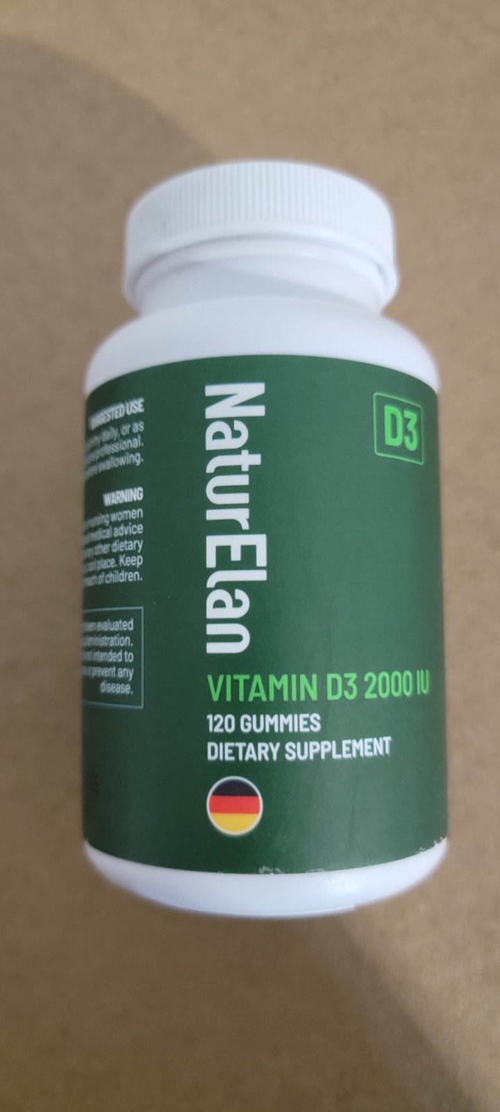 NaturElan Vitamin D3 2000 IU (50 mcg) Peach Gummies 120 Ct Supplement EX: 10/26