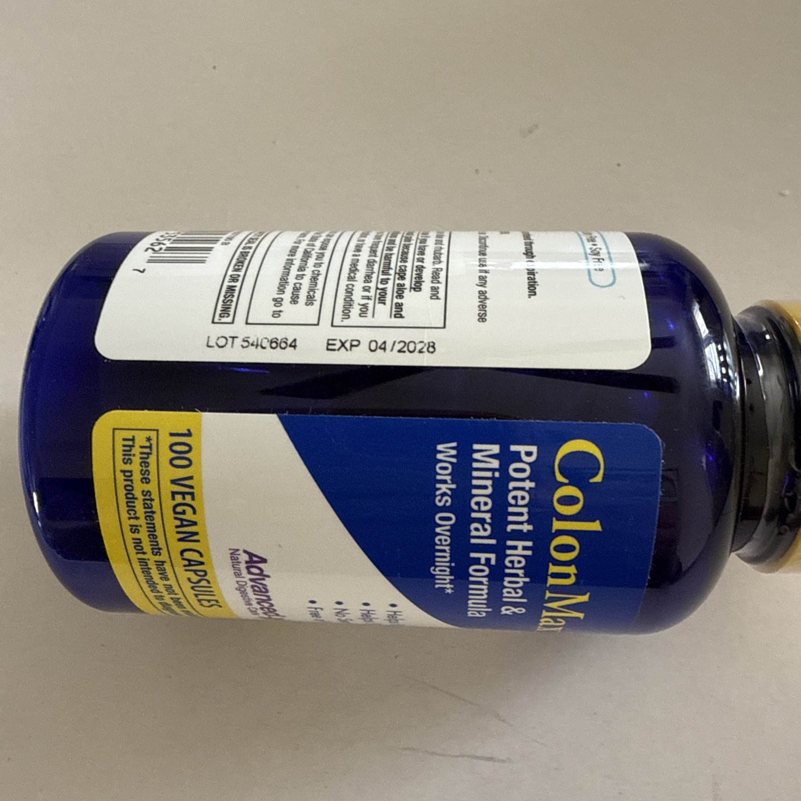 Advanced Naturals ColonMax Herbal Vegan Constipation 100 CAPS EXP: 4/2028