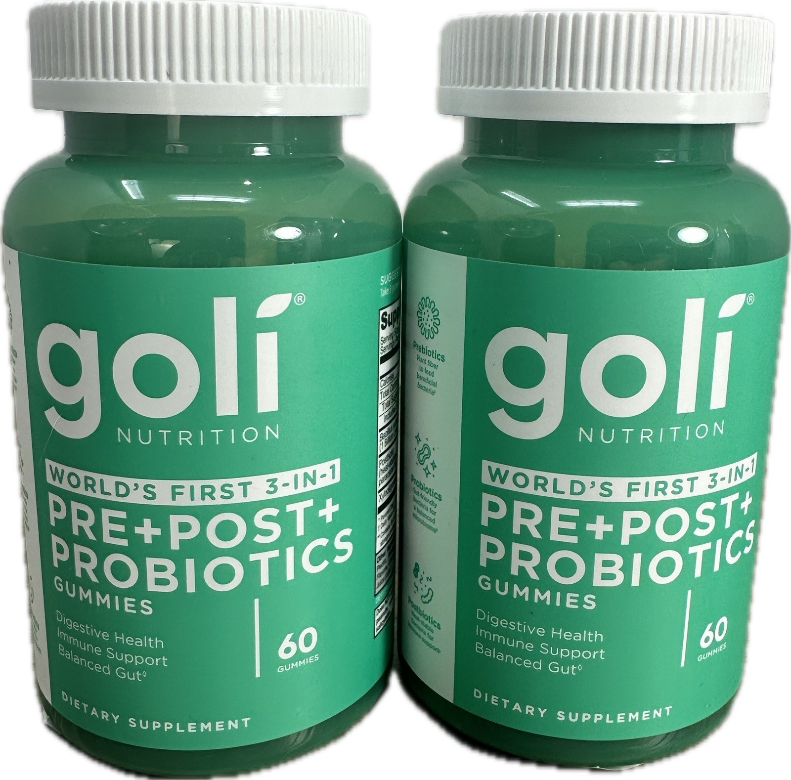 2pack Goli Nutrition Worlds First 3-in-1 Pre+Post+Probiotics Gummies 120 Gummies